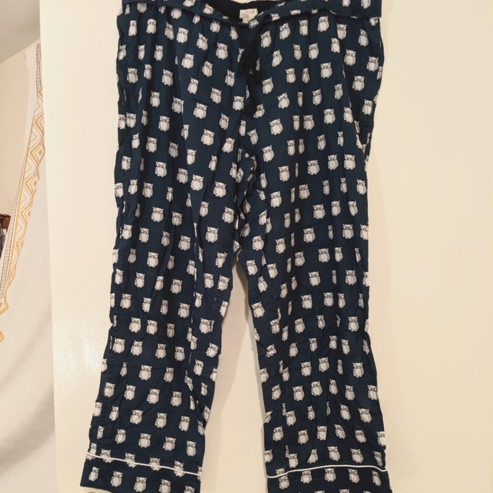 J Crew Blue Owl Pajama Pants